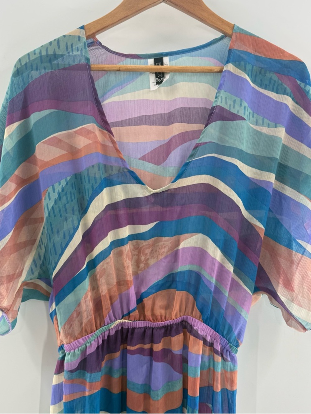 NWOT BECCA Standard Sound Waves Plunge V-Neck Beach Dress Swim Coverup XS - Picture 4 of 10